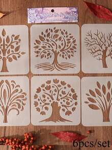 6pcs/Set Woodland Stream Ruler Drawing Stencils Reusable PET Templates For School Poster Handwriting Practice Nature Theme - Multicolor - View 7
