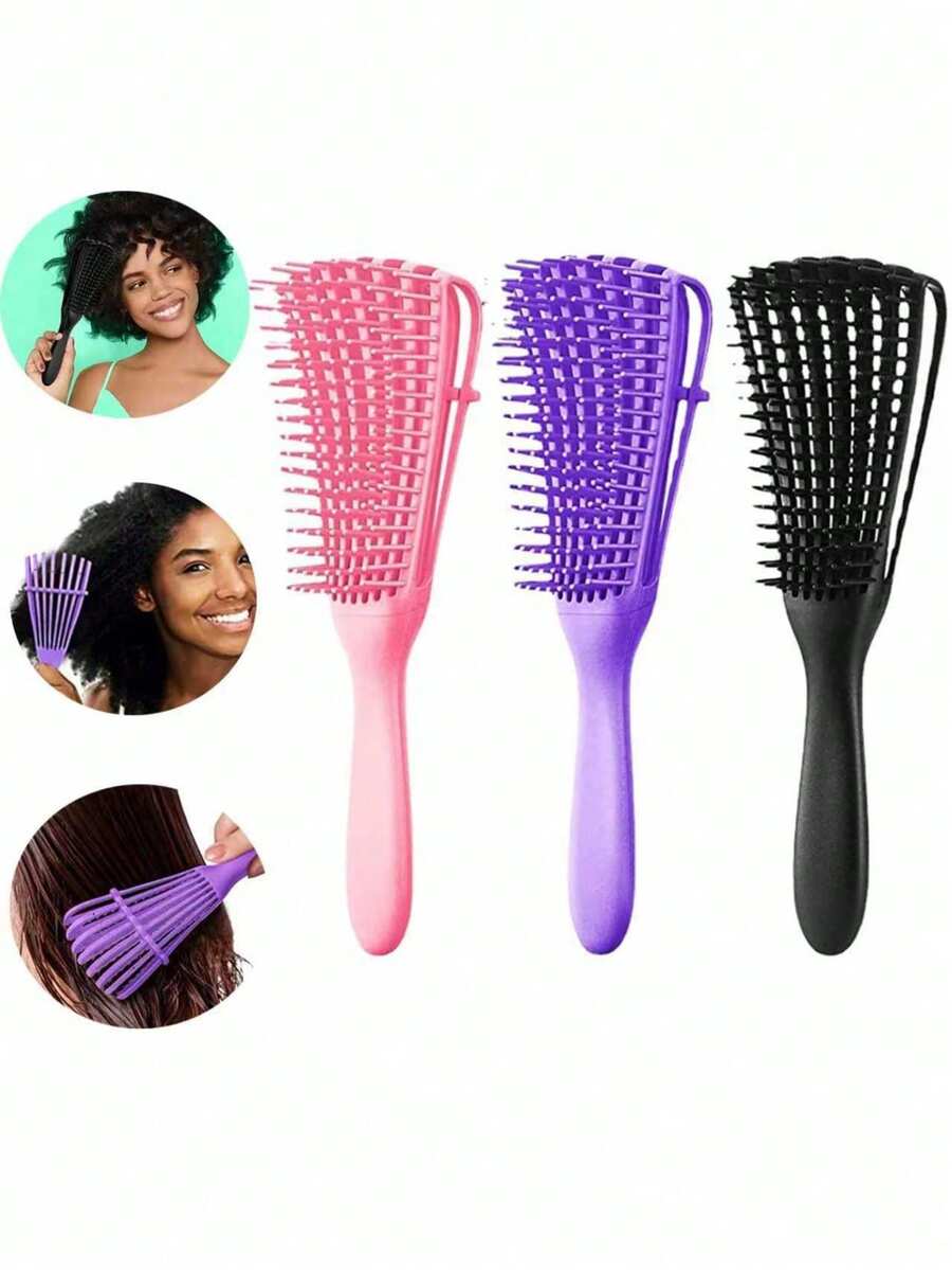 1pc Natural Black Hair Brush For Curly Hair, Suitable For 3/4abc Curl Pattern African Curly Hair, Quickly And Easily Brush Dry And Wet Hair, Painless, Hair Styling Tool, Hair Styling Kit, Hair Styling Tool Set,Travel,Birthday - Navy Blue - View 1