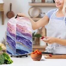 1个花卉图案食物料理机防尘罩，家用食物料理机防尘罩，防污防尘，可水洗，食物加工机防尘罩，家用榨汁机防尘罩，外观高档，厨房收纳罩 - 全覆蓋的 - 查看 3