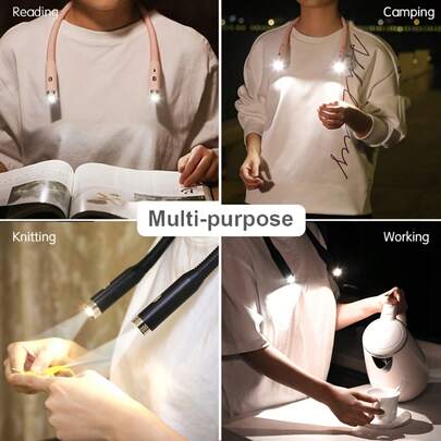 1pc LED Neck Reading Light | 3 Color Modes 3 Brightness Levels, Flexible Bendable USB Rechargeable, Durable | Suitable For Reading, Work, Running, Knitting, Repair