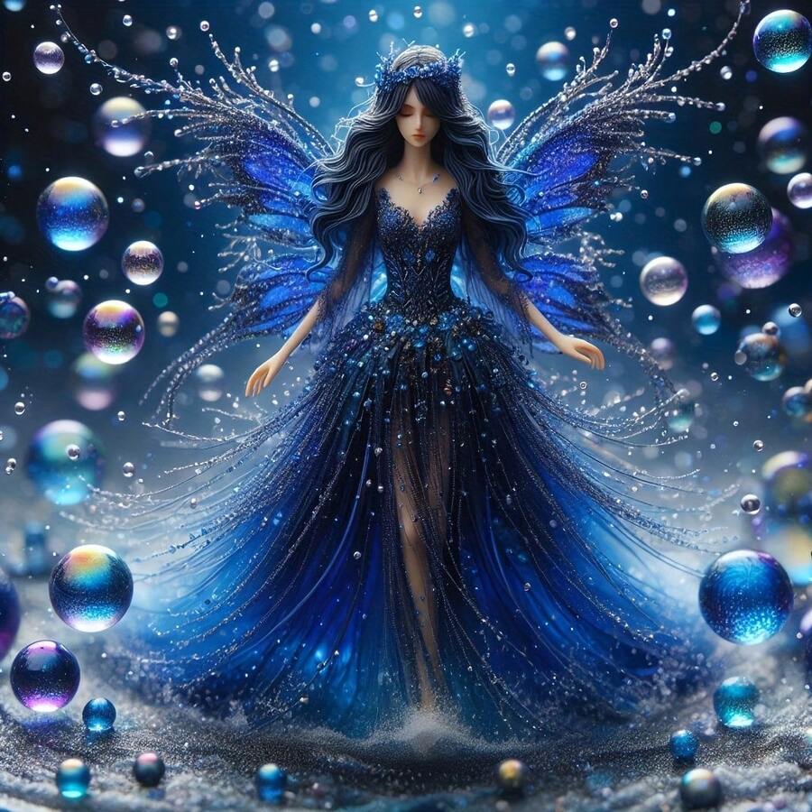 5D DIY钻石画套装,适合成人和初学者,大尺寸,描绘了一个身穿长裙、背生双翼的女孩,画面完全被钻石覆盖,适合家居装饰,卧室、玄关、书房、浴室墙面均可,也是节日送礼佳品。 - 圓鑽 - 查看 1