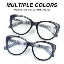 1 pieza Gafas de lectura con montura grande de ojo de gato, diseño de estampado de leopardo de moda, con bisagras de metal de alta calidad, adecuadas para uso diario de mujeres - Blanco - Ver 6