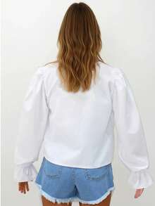 Women White Eyelet Detail Blouse Designed For Fresh Everyday Styling And Effortless Summer Layering. - White - View 6