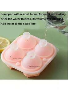 4-Cavity Rose Shaped Silicone Tray With Lid, 3D Rose Ice Ball Maker, Mold For Whiskey, Cocktails, Romantic Occasions - Pink Small - View 3