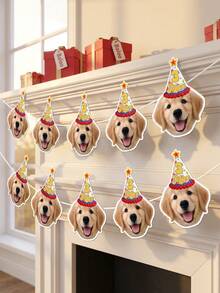 7/14/21pc Custom Dog Face Birthday Banner, Personalized Pet Photo Garland, Puppy Birthday Party Decor - Multicolor - View 6