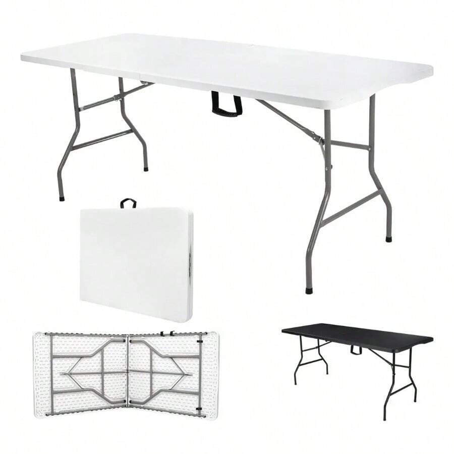 Mesa Plegable 1.80m Tipo Portafolio de Plástico Blanca para Jardín Exterior SelectShop - Blanco - Ver 1