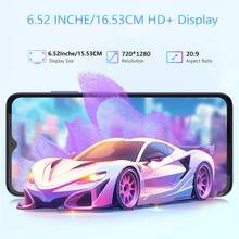 Redbeat D5 Unlocked Smartphone, 6GB RAM 128GB ROM, 6.52" HD+ Display, 5000mAh Battery, Android 14, Dual 4G SIM, 13MP+5MP Dual Camera, Octa-Core Processor, 5GHz WiFi, Bluetooth 5.0 - Black - View 3