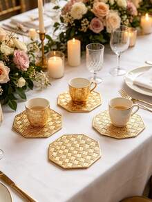 6/12 piezas Posavasos creativos con diseño de líneas, adecuados para decoración de mesa de boda, manteles para tazas de fiesta, posavasos diarios para citas, ideales para el Día de San Valentín, Acción de Gracias, Pascua, Día de la Madre - Multicolor - Ver 7