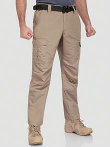 Men's Tactical Cargo Pants, Lightweight Waterproof Tear Resistant, Quick Dry Outdoor Hiking Work Pants With 7 Pockets And Belt - Khaki - View 3