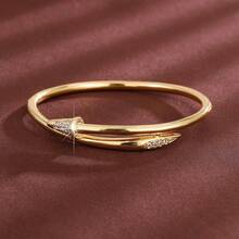 1pc Minimalist Arrow Shaped Design Cubic Zirconia Inlaid Women Bracelet - Multicolor - View 7