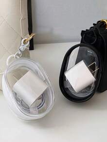 Transparent Mini Digital Organizer Bag, Portable Charger & Cable Organizer Pouch, Minimalist Contrast Color Zipper Coin Purse, Earphones & USB Drive Organizer Bag, Key & Card Holder, Lipstick & Cosmetic Touch-Up Pouch, Earphone Dust-Proof Storage Box - Multicolor - View 1