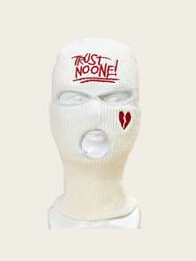 1pc Hip-Hop Knitted Thermal Face Mask Hood, Personalized Three-Hole Embroidered Head-Covering Cold-Proof Hat, Windproof Cycling Hat, Adult Hat - Three-hole NOONE - View 7
