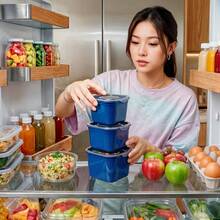 Set Of 3 PP5 280ml Plastic Containers For Microwave And Dishwasher - 藏蓝色 - 查看 5