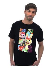 Cuddles T-Shirt And The Cast Of Happy Tree Friends, Retro Cartoon - Black - View 4