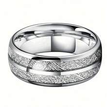 8mm Stainless Steel Ring For Men - Waterproof, Low Allergy, Suitable For Daily Wear, Perfect For Fashion-Conscious Men - 銀色 - 查看 4