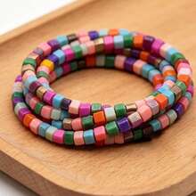 1 hebra de cuentas de semilla facetadas de colores mixtos con agujeros, cuentas espaciadoras para hacer joyas, accesorios DIY, pulseras, collares - Rosario - Ver 6