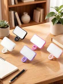 Baijun XU 1 個 LED 自拍燈，3 種照明模式，亮度可調，USB 充電，便攜式夾式設計，多種顏色可選，適用於手機攝影照明、筆記型電腦、平板電腦、會議和化妝照明 - 玫紅色 - 查看 4