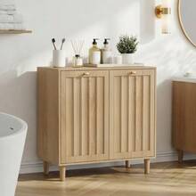 Slanted Laundry Basket With Removable Inner Basket, Bathroom Linen Cabinet, Concealed Laundry Basket, Freestanding Household Shelf, Oak Wood Color - 紫紅色 - 查看 5