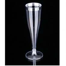 8|20|60 pezzi Bicchieri da champagne con bordo argentato, bicchieri da cocktail a stelo lungo con glitter, adatti per bevande e bevande in polvere, bicchieri da cocktail riutilizzabili trasparenti da 4,5 once, adatti per feste, matrimoni e grandi eventi, forniture per feste della Festa della Mamma e della Festa del Papà, forniture per lauree e ritorno a scuola - Visualizzare 8