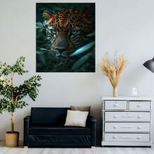 Arte de lienzo de estampado de leopardo moderno, 12x16 pulgadas - Decoración de pared HD resistente a la decoloración para salón y dormitorio, lienzo fácil de colgar - Enmarcado - Ver 5