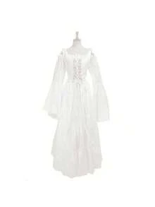 Women's Halloween Costume Two-Piece Retro Palace Dress Medieval Drama Stage Costume Women's Fancy Dress Outfit - White - View 1