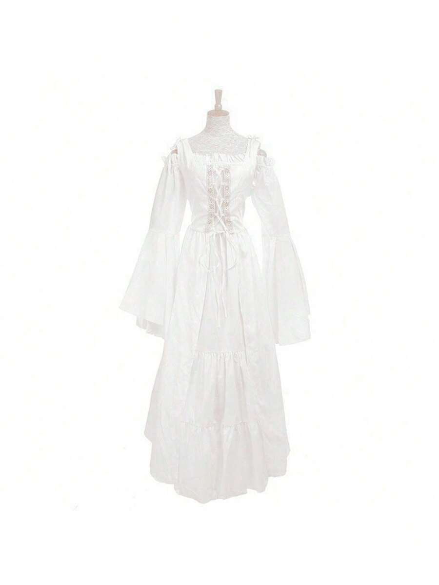 Women's Halloween Costume Two-Piece Retro Palace Dress Medieval Drama Stage Costume Women's Fancy Dress Outfit - White - View 1