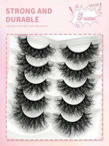 5 Cặp lông mi giả ENCHUW Dramatic Fluffy, mi dài mềm mại, cong vút, thích hợp cho trang điểm dự tiệc. - màu đen - Xem 5