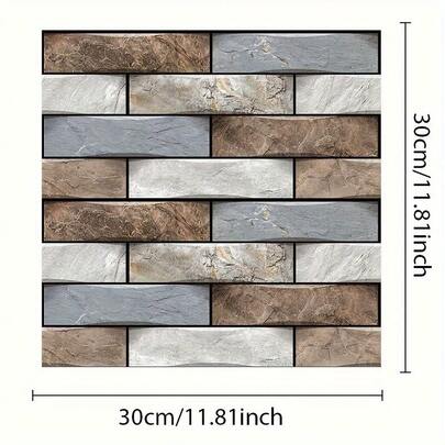 20pcs 3D Brick And Wood Ceiling Wall Decal - 35Cm X 13.7Inch - Waterproof, Self-Adhesive, Seamless Pattern,Easy Stick & Peel, Easy Clean, For Kitchen, Living Room, Bathroom, Corridor