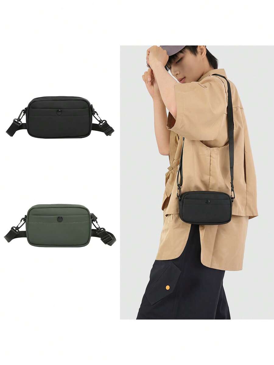 Túi đeo chéo nhỏ gọn, chống thấm nước, dung tích lớn, đa năng, kiểu dáng giản dị, thời trang, tối giản, màu trơn, chống mài mòn, túi quà tặng cho nam giới, đa dụng hàng ngày. - Nhiều màu - Xem 1
