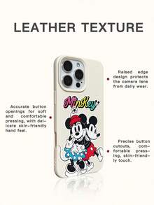 1pc New High Air Cushion Anti-Fall Protective Case, Officially Licensed Disney Mickey & Minnie Cartoon Style Pattern, Unique Design, Thick Protection, Compatible With Apple IPhone 17 ProMax/Air, 16, 11/12/13/14 Plus, XR, 15 ProMax - Beige - View 4
