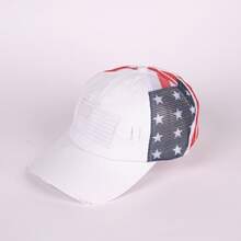 1 pieza Gorra de béisbol con estampado de bandera estadounidense para mujer, gorra de camionero con malla para fanáticos del equipo de la Copa Mundial de EE. UU., gorra deportiva ajustable con efecto desgastado, adecuada para hombres, playa, viaje - A - Ver 10