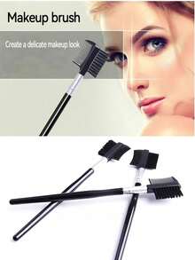 Set de 2 piezas Cepillo de cejas y pestañas 2 en 1, peine de cejas de doble cara, cepillo de pestañas, herramienta de maquillaje para mujeres (negro) - Multicolor - Ver 4