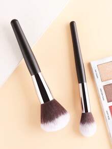 Bộ 2 cọ trang điểm mềm mại hiệu ứng ombre, dùng để đánh phấn phủ, má hồng, highlight và tạo khối, dụng cụ trang điểm. - bạc đen - Xem 3