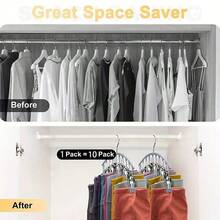 1Pc Multi-Clip Clothes Organizer Hanger With Stainless Steel Construction, Wall-Mounted Rack For Easy Installation And Space Saving Storage, Perfect Holder For Leggings, Socks, Scarves, Belts, Garments And Accessories In Home Bedroom, Closet Organization Solution For All Seasons - Multicolor - View 2