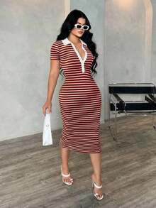 Women Midi Dresses - Brown - View 4