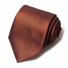 1pc Men's 8cm Business Formal Striped Necktie, Wedding Suit Accessory, Polyester Tie - Burnt Orange - View 5