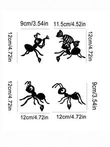 4pcs Set Iron Art Garden Decor Stakes, Black Metal Ant Silhouette Garden Decor, Iron Art Decor, Outdoor Tree Branch Decor, Suitable For Garden, Yard Fence, Windows, Trees, Elegant Lawn And Patio, Fence Decor, Yard Decor. - One Size Fits All - View 5