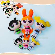 THE POWERPUFF GIRLS 经典飞天小女警可爱毛绒娃娃，蓬松泡泡卡通娃娃，生日礼物 - 彩色 - 查看 3