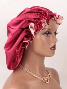 1pc Satin Wig Sleeping Bonnet Silk Bonnet Satin Bonnet Valentine's Day Valentines Sleep Bonnet - Xám - Xem 9
