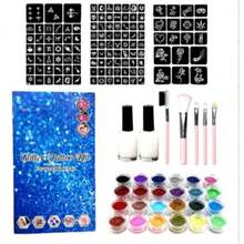 Large Glitter Tattoo Kit With Reusable Stencils – Temporary Body Art Set, Shimmer Tattoo Makeup Kit With Multiple Designs For Parties, Festivals, Dress-Up & DIY Body Decoration - Multicolor - View 6