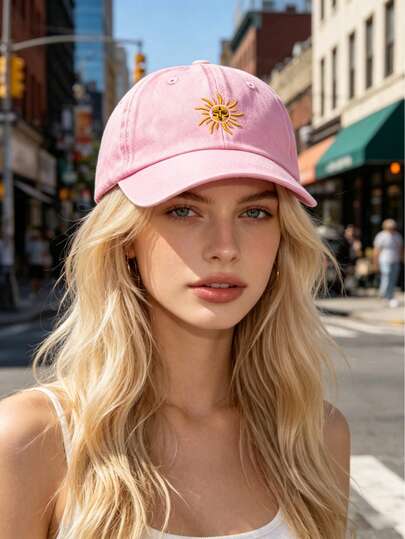 Mũ lưỡi trai unisex 1 chiếc, thêu 3D kiểu Hàn Quốc, vành bằng, chống nắng, thoáng khí, mềm mại, mũ thể thao thường ngày, phong cách đường phố Y2K cho mùa tựu trường, lễ hội âm nhạc, quà tặng mùa thu đông.