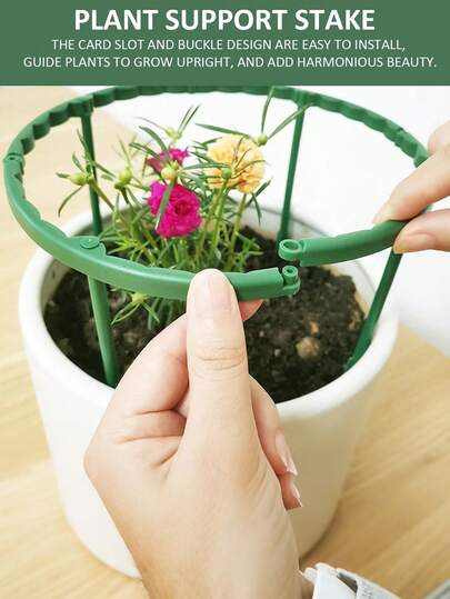 Bộ 12/8 chiếc vòng đỡ cây hình bán nguyệt có thể nối ghép, thiết kế khóa cài bằng nhựa cao cấp, có thể tái sử dụng, dùng để cố định giàn leo hoa, cây mọng nước, cây lá, rau củ, trong nhà, ngoài trời, sân vườn, ban công, cây cảnh. Món quà hoàn hảo cho người đam mê làm vườn và yêu cây cảnh.