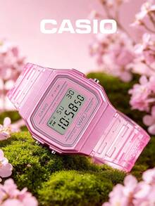 Casio F-91WS-4 Pink Transparent Jelly Digital Watch Clear Resin Girly Kawaii Alarm Chrono Unisex Water Resistant Cute Aesthetic Coquette Soft Girl Style Shopping Date Kpop Concert Gift for Girlfriend Sister Daughter - 粉色 - 查看 5