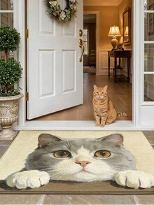 DAJIANG 1 pieza Alfombra de entrada/felpudo para cocina y baño con diseño de perro de dibujos animados colorido y lindo, lavable, antideslizante y duradera para uso interior y exterior, adecuada para días festivos - Sonda corta británica - Ver 3