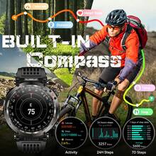 KENPANG Reloj inteligente con linterna LED dual, comprobación UV, llamada Bluetooth, frecuencia cardíaca, SpO2, notificación de aplicaciones, modos deportivos múltiples, brújula, resistente al agua IP68, rastreador de actividad física para Android e iOS - Ver 8