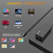 Cargador universal de 112W para portátil con USB C, cargador rápido de 100W PD, adaptador de corriente con salida USB A de 12W, cargador portátil para la mayoría de portátiles, tabletas, teléfonos y talla grande con USB-C - Tipo de Enchufe A USA (110-127V) - Ver 5