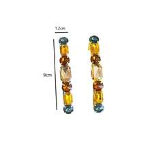 Pinza de pelo cuadrada de lujo con cristales de colores brillantes, accesorio de pelo de cristal con efecto retro - cuadrado - Ver 4