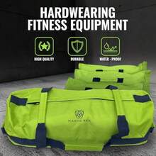Sandbags for Working Out - 50 to 90 lbs - Adjustable Heavy Duty Equipment for Weight Training - 1 Outer 3 Inner Sandbags - Portable Tough Workout - Non Slam - Verde brillante - Ver 6