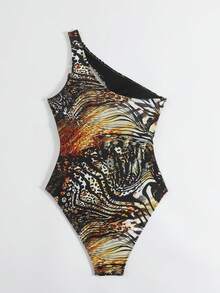 New Fashionable Sexy Casual Leopard Print Metal Triple Ring One-Piece Swimsuit For Beach & Pool Party Vacation Summer - Multicolor - View 6