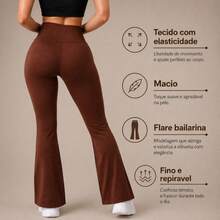 High-Waisted, Ballerina-Style Flare Leggings With Zero Transparency, Ideal For Walking, Training, And Running. - 鏽棕色 - 查看 4